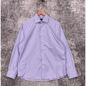 Proper Cloth Dress Shirt 15.5 Mens Non Iron Pima Cotton Purple Plaid Button